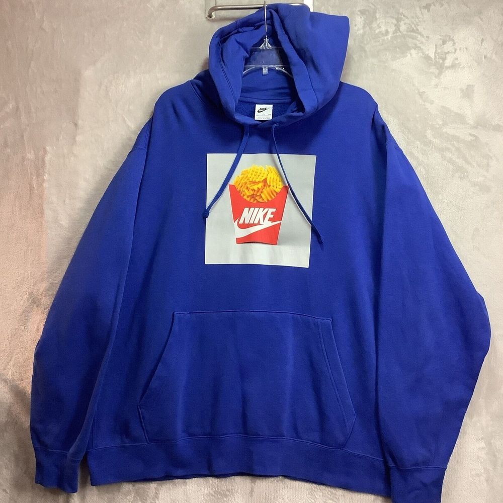 Nike Pullover Hoodie Waffle Fries Size 3xL Long Sleeve Blue drawstring pocket